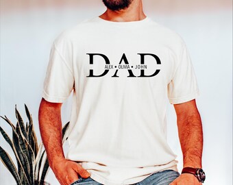 Comfort Colors® Custom Dad Long Sleeve Shirt with Kids Names, Personalized Fathers Day Gift