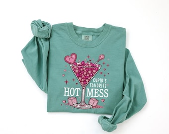 Camisa de manga larga Espresso Martini para San Valentín de Comfort Colors®, atuendo de Galentines para niñas, camiseta para fiesta de San Valentín