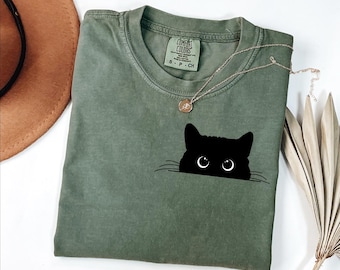 Comfort Colors® Cute Halloween Cat Shirt, Gift For Cat Lovers, Womens Cat Halloween Gift, Spooky Cat Shirt, Halloween Cat Owners Gift
