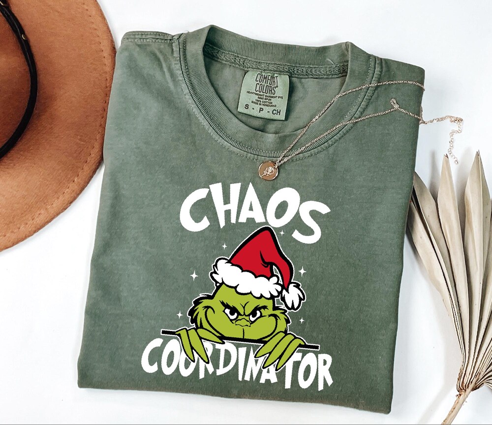 Christmas Tree Shirt Comfort Colors® Chaos Coordinator Grinch Shirt, The Grinch Christmas Shirt, Womens Christmas Shirt, Grinchmas Shirt, Holiday Shirt Family Christmas