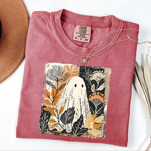 Comfort Colors® Retro Floral Ghost Shirt, Womens Ghost Shirt, Fall Vibes Shirt, Spooky Season image 8