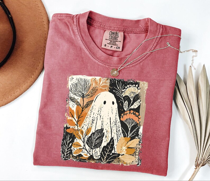 Comfort Colors® Retro Floral Ghost Shirt, Womens Ghost Shirt, Fall Vibes Shirt, Spooky Season image 8