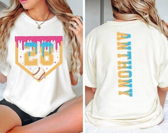 Comfort Colors® Baseball Mama Shirt, Personalized Ice Cream Drip Jersey Tee