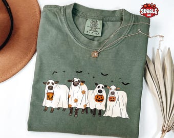 Comfort Colors® Ghost Cows Halloween Shirt, Halloween Ghost Cows Shirt, Halloween Animals, Ghost Shirt, Cow Lovers Halloween Gift