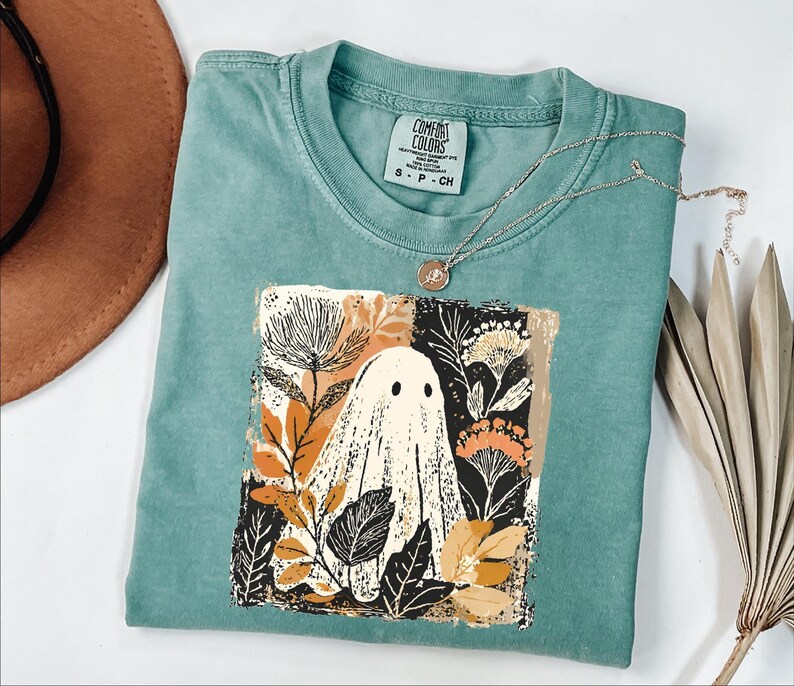 Comfort Colors® Retro Floral Ghost Shirt, Womens Ghost Shirt, Fall Vibes Shirt, Spooky Season image 7