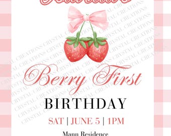 Berry 1st Bday Invitation Template