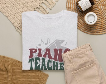 音楽教師Tシャツ、ピアノ教師シャツ、音楽教師へのギフト、音楽好きの女性へのギフト、音楽教師へのギフト、バンド教師やオーケストラ教師へのギフト