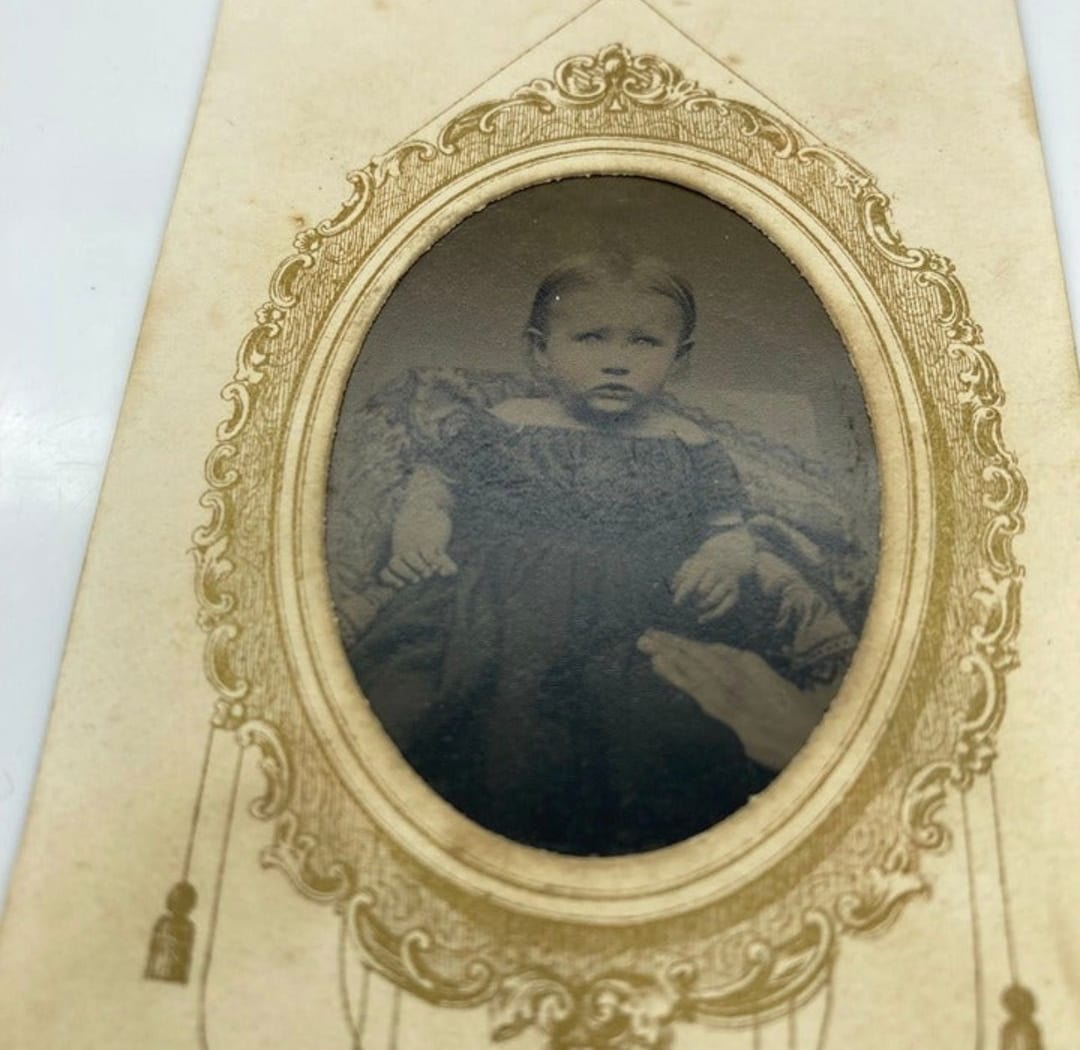 Antique Tintype Mini Photograph in Paper Frame, Ferrotype Baby Girl Etsy