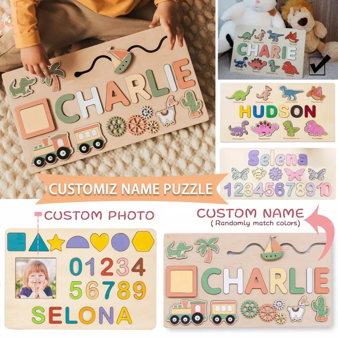 Personalized Wooden Puzzle Name Board Custom Toy Gifts for Baby and ...