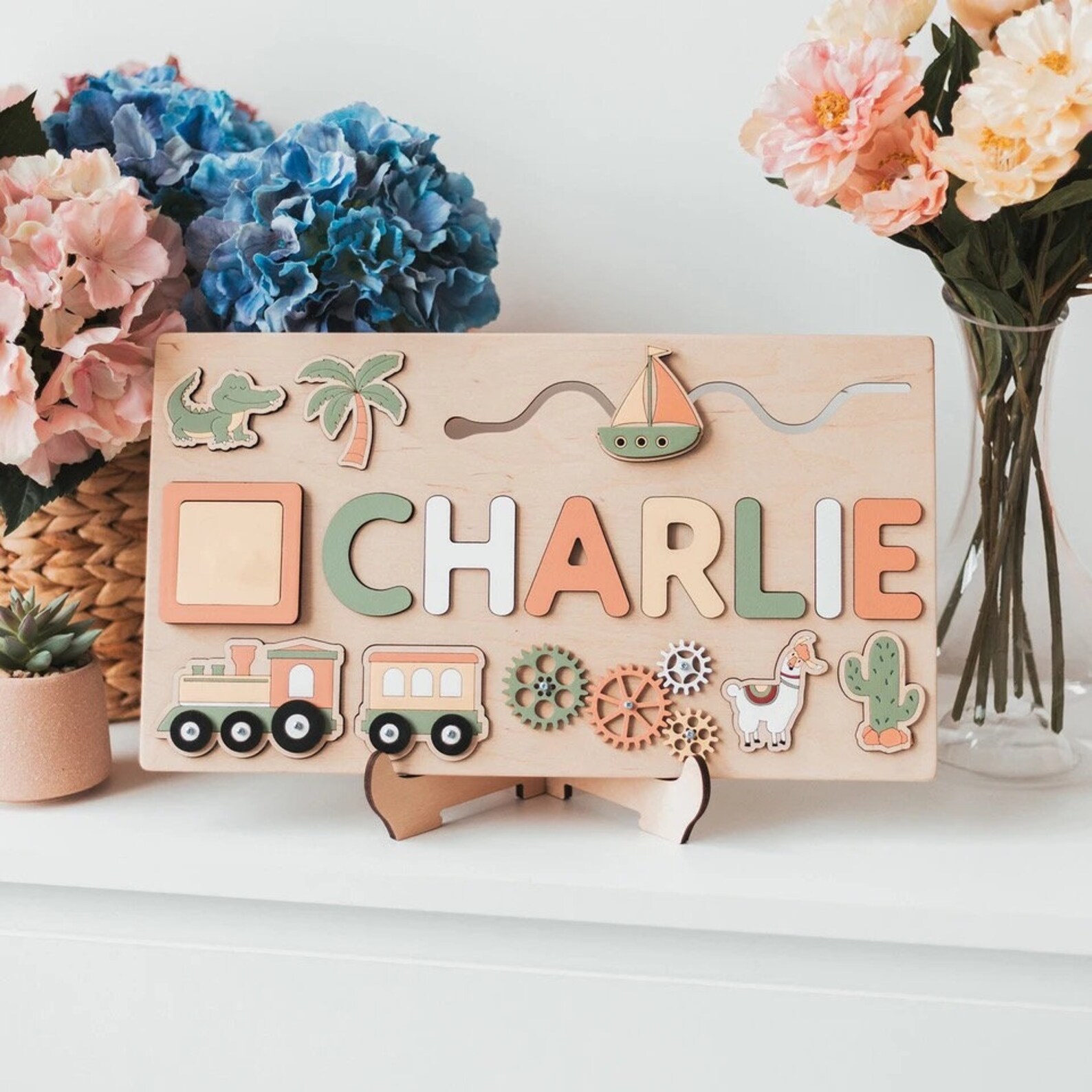 Personalized Wooden Puzzle Name Board Custom Toy Gifts for Baby and ...