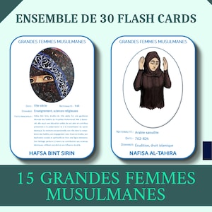 Célèbres femmes musulmanes de l'âge d'or de l'islam | 15 fiches (x2) | Français | Enfant musulman | École islam | Histoire des découvertes