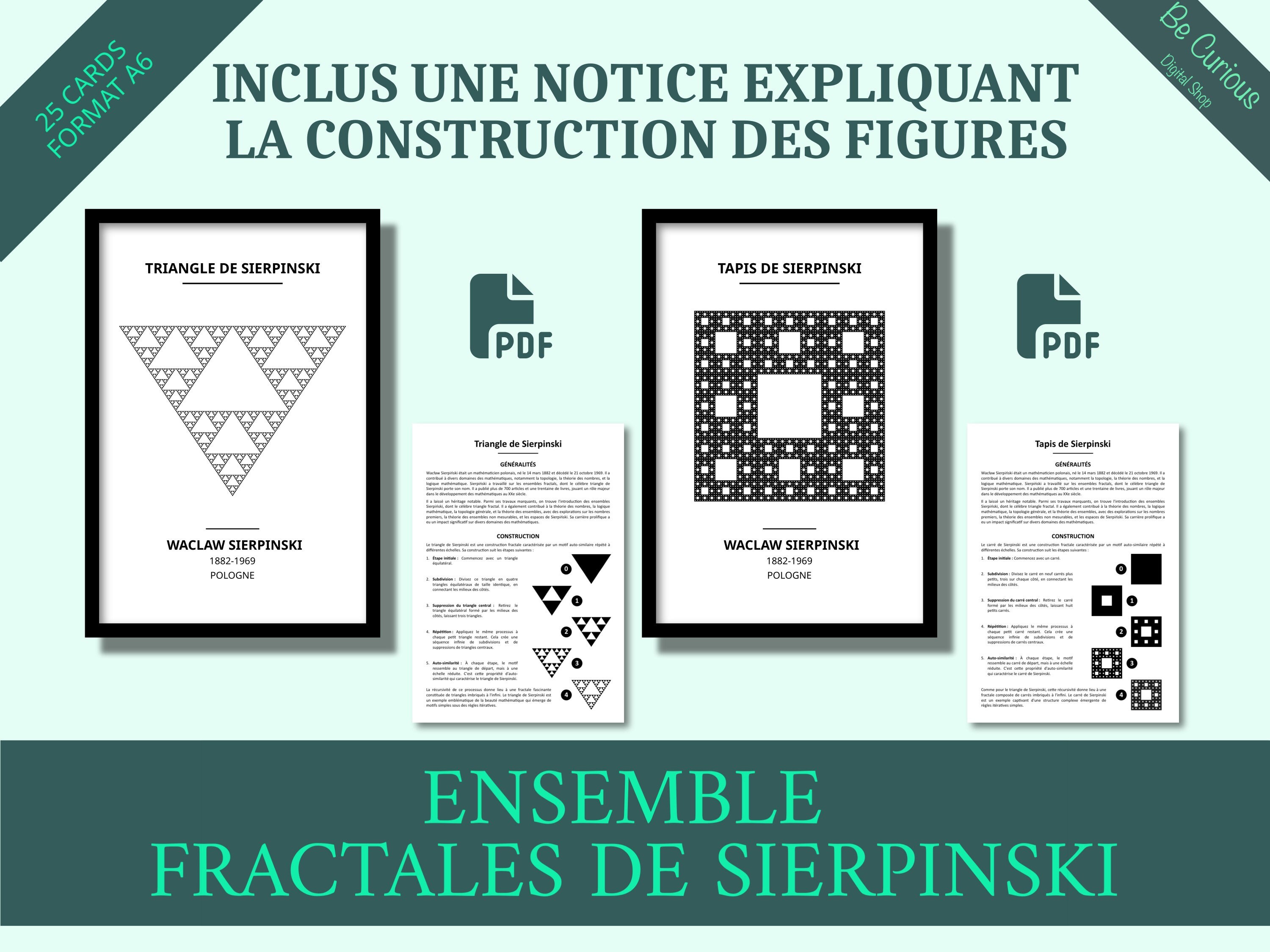 Sierpinski Fractals Posters | Triangle & Carpet | Educational Math Art ...