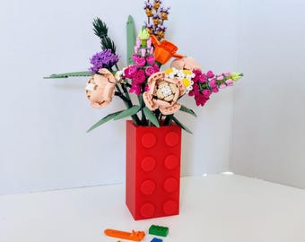 Brick Shaped 3D Printed Botanicals Vase, compatible with Brick Flowers