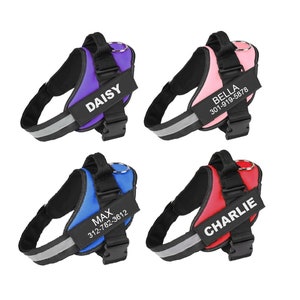 Personalized Reflective Dog Harness with Custom Name and Phone Number for dogs, No Pull Harness with Name Tag