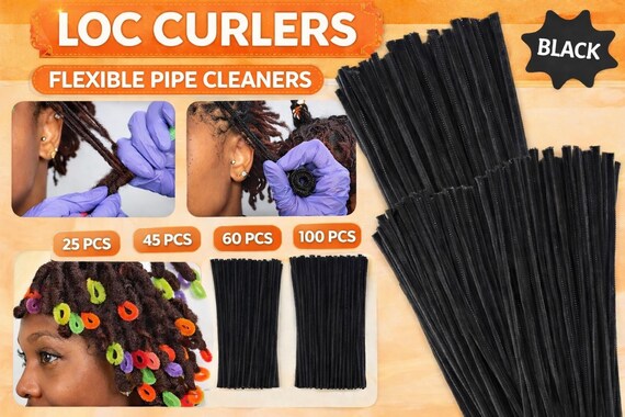 Loc Curlers for Sisterlocks and Dreadlocks, Flexible Chenille Hair Styling Rods