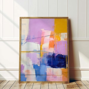 Large Pastel Abstract Art Print: Modern Blue Wall Decor (Digital Print)