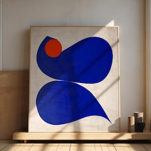 Großes Abstraktes Blaues Gemälde | Digitaldruck | Blau Wand Kunst | Großes Modernes Dekor | Abstrakte Moderne Kunst | Lebendige Farben Drucken