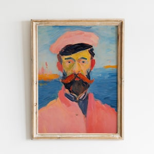 Modern Fisherman Portrait Print: Coastal Nautical Art (Digital Download)