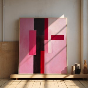 Large Abstract Painting | Digital Print | Pink Wall Art | Large Modern Decor | Abstract Modern Art | Mid-Century Abstract | Digital Fine Art