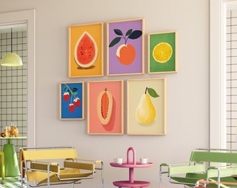 Fruit Market Gallery Wall Art Prints: Modern Kitchen Decor (PDF)