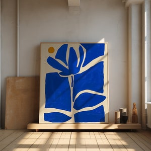 Mediterranean Blue Abstract Art Print: Modern Floral (Digital Download)