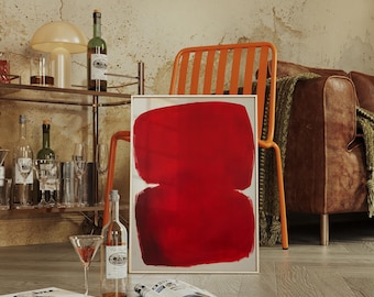 Pintura abstracta minimalista roja: Arte moderno de mediados de siglo (Descarga digital)