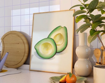 Avocado Aquarell Kunstdruck: Kultige Küchendeko (Digitaler Download)