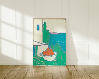 Pastel Greek Island Art Print: Boho Nautical Wall Decor (Digital Download)