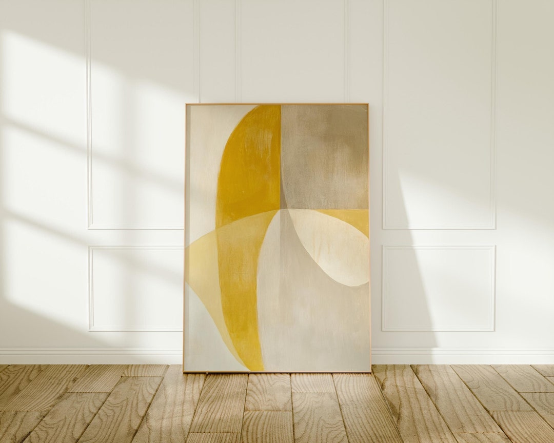 Mustard Yellow Abstract Art Print: Minimalist Honeycomb Decor (digital ...