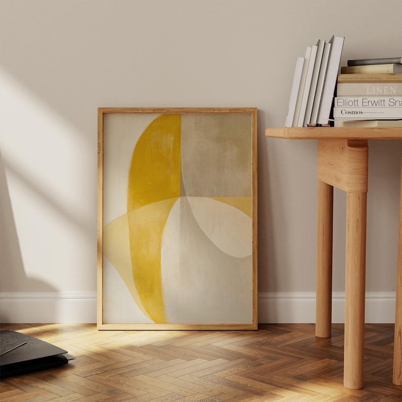 Mustard Yellow Abstract Art Print: Minimalist Honeycomb Decor (digital ...