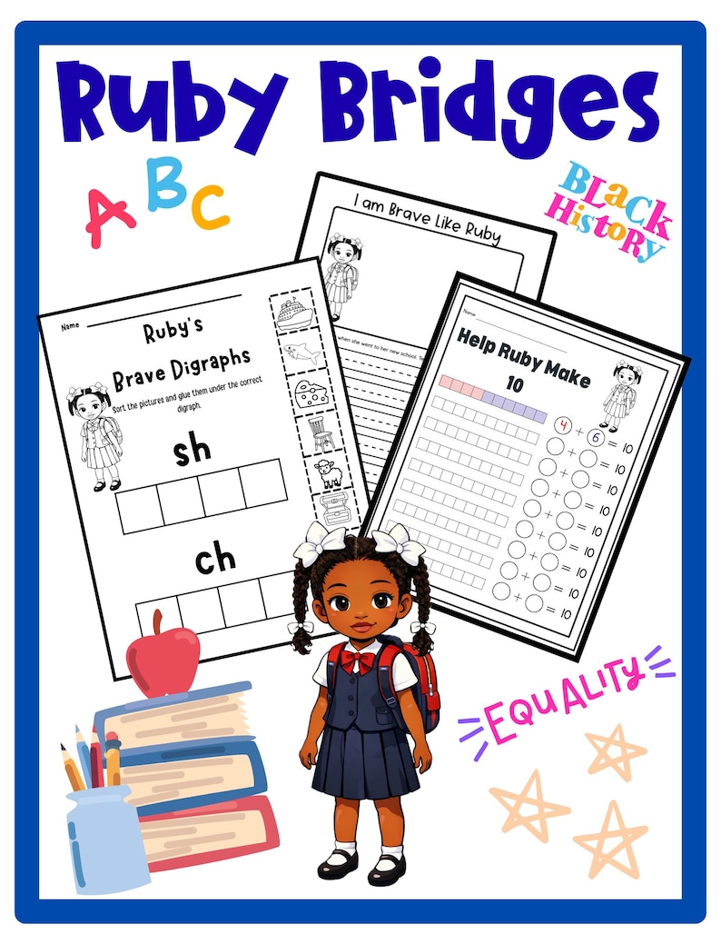 Ruby Bridges Emergent Reader With Math and Literacy Worksheets - Etsy