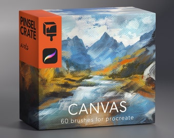 CANVAS 60 professional dynamic brushes for procreate, digital brushset, realistic authentic painterly, instant digital download