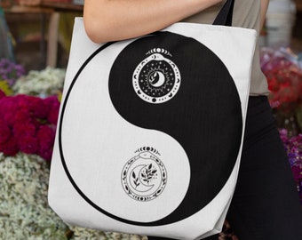 Ying Yang Serpent tote, celestial and earth tote bag.