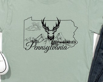 Pennsylvania Deer Outline T-shirt, Comfort Colors PA Pride Tee