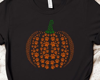 Dog Paw Print Pumpkin Tee, Halloween Shirt, Fall Pumpkin Shirt, Pumpkin Paw Print Tee, Halloween Pumpkin Shirt, Fall Dog Paw Tee