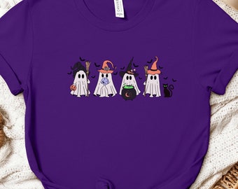 Ghostly Witches Tee, Halloween Shirt, Witch Squad Tshirt, Spooky Night Costume Top, Unisex Jersey Short Sleeve Shirt, Halloween Gift