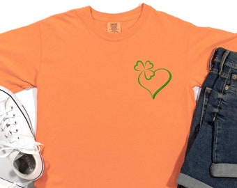Irish Pride Tee, Green Heart, Shamrock Symbol, St. Patrick's Day Shirt, Love for Ireland, Festive Apparel, st pattys day