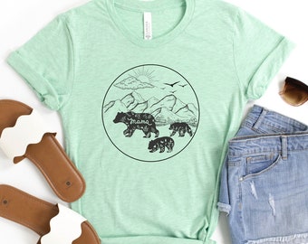 Mountain MAMA Bear Tee, Mothers day t-shirt, Gift for mom, 2 cubs