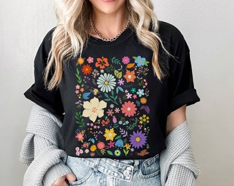 Wildflower TShirt, Floral TShirt, ComfortColor tee