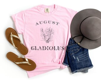August Gladiolus Birth Flower Short Sleeve Shirt, Gift for her, birth flower gift