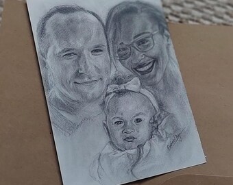 Custom Pencil Portraits - Hand Drawn Portraits - Custom Pencil Drawing - Graphite Drawing from Photo - Memorial portrait - Couples.