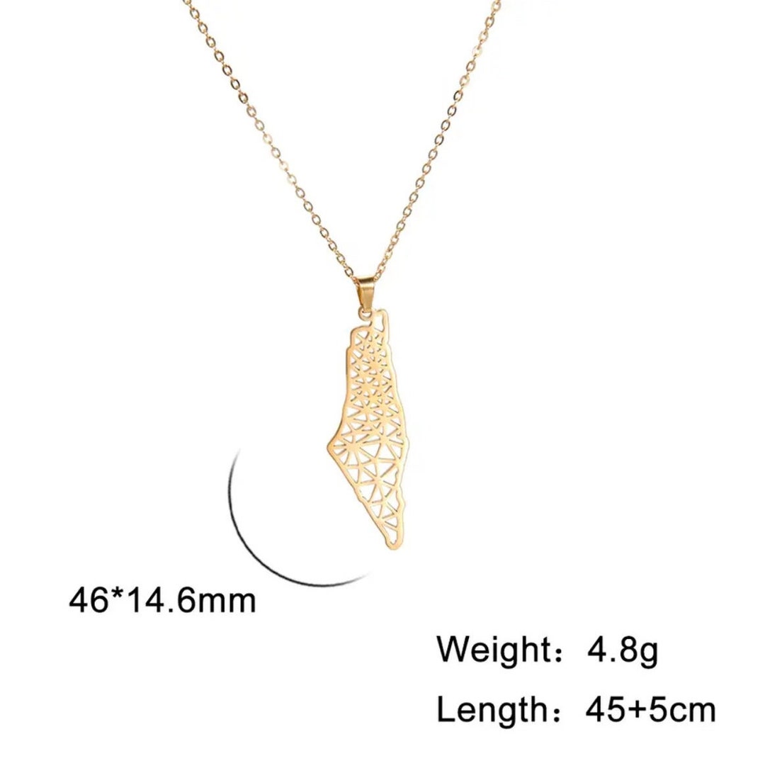 Palestine Map Necklace Gold and Silver Palestine Chain free Etsy