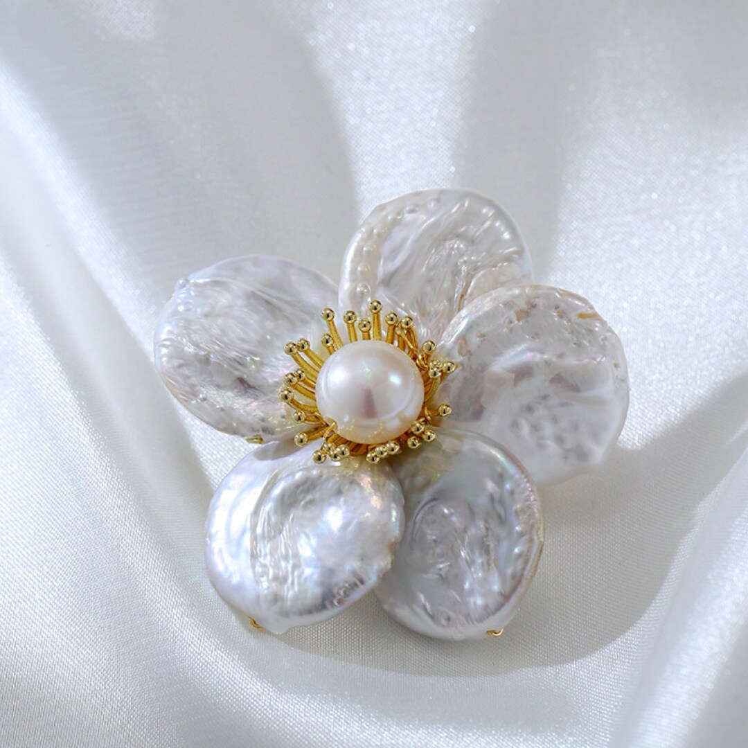Baroque Pearl Brooch Handmade High Quality Flower Brooch Etsy