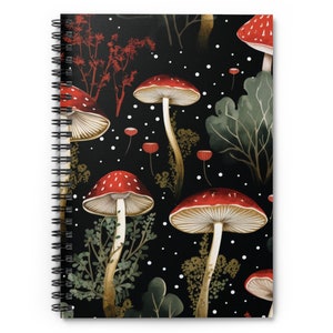 Mushroom Spiral Notebook - Ruled Line, Fungi Journal, Diary, Woodland Writing Notebook, School Supplies, 6&quot;x8&quot;