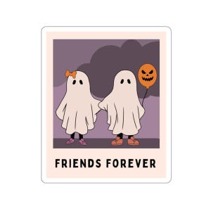 Adesivo fotografico Amici fantasma - BFF spettrali carini e spettrali con "Friends Forever" - Decalcomania dell'amicizia di Halloween