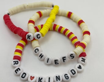 Kansas City Chiefs bracelet stack | KC Chiefs bracelets | Chiefs friendship bracelts | Chiefs Christmas stocking stuffer