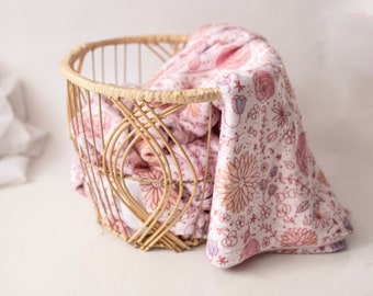 Pink Bow Floral Minky Blanket | Floral Blanket| Gift Ideas | Children's Gift | Mothers Day Gift Idea | Baby Gift | Floral Blanket