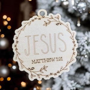 Jesus - Matthew 1:21 Name of Christ from the Bible Christmas Ornament collection