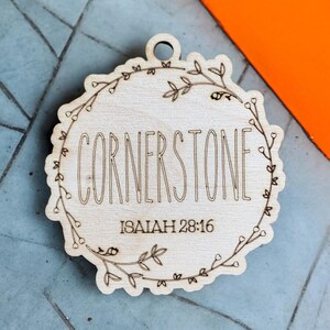 Cornerstone - Isiah 28:16 Name of Christ from the Bible Christmas Ornament collection.