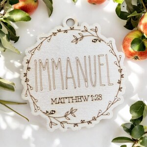 Immanuel - Matthew 1:23 Name of Christ from the Bible Christmas Ornament collection.